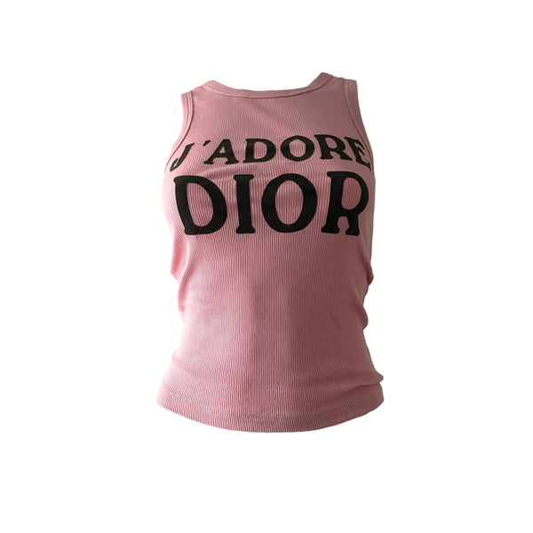 Dior Pink Ribbed Logo Tank Top - Apparel