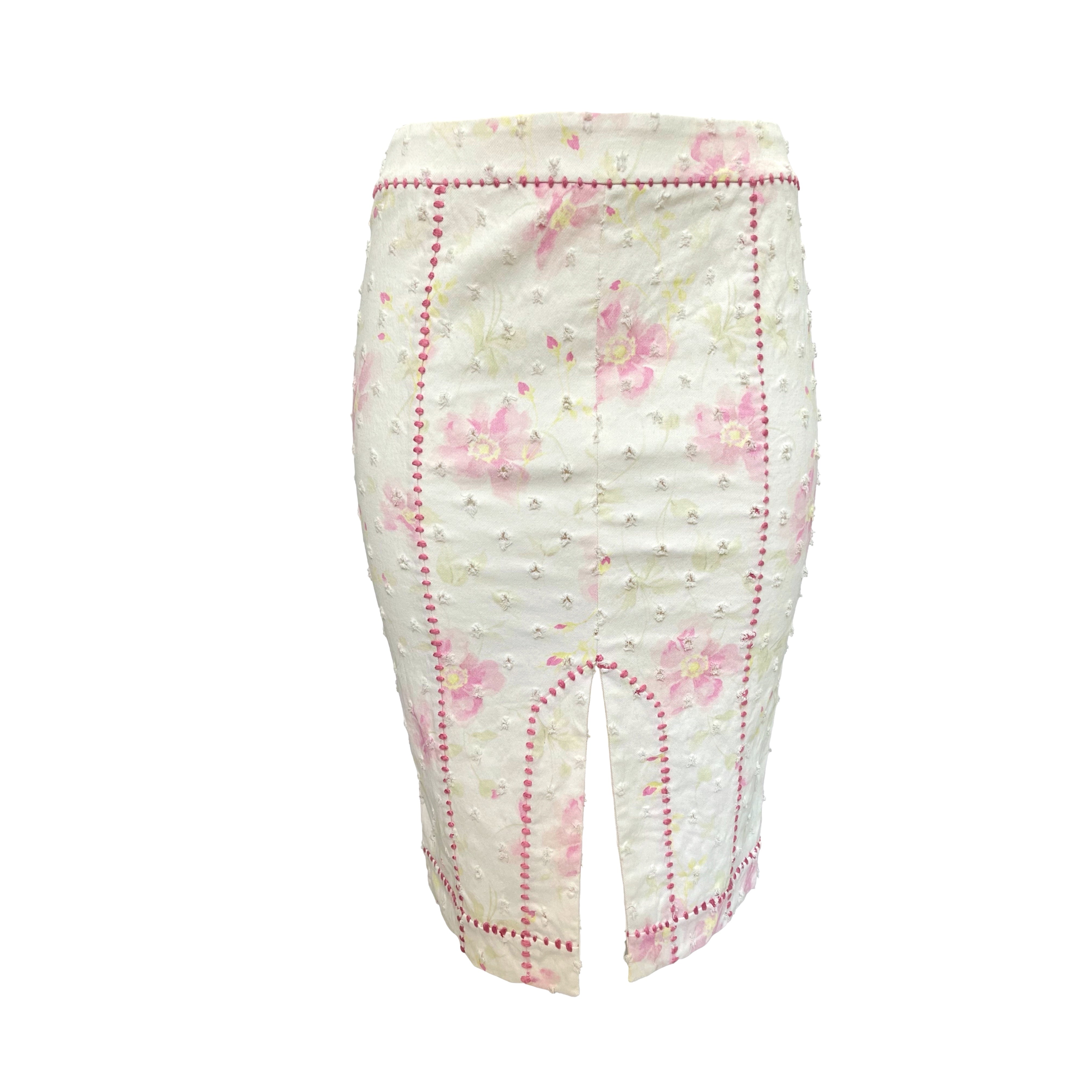 Dior Pink Stiched Floral Skirt - Apparel