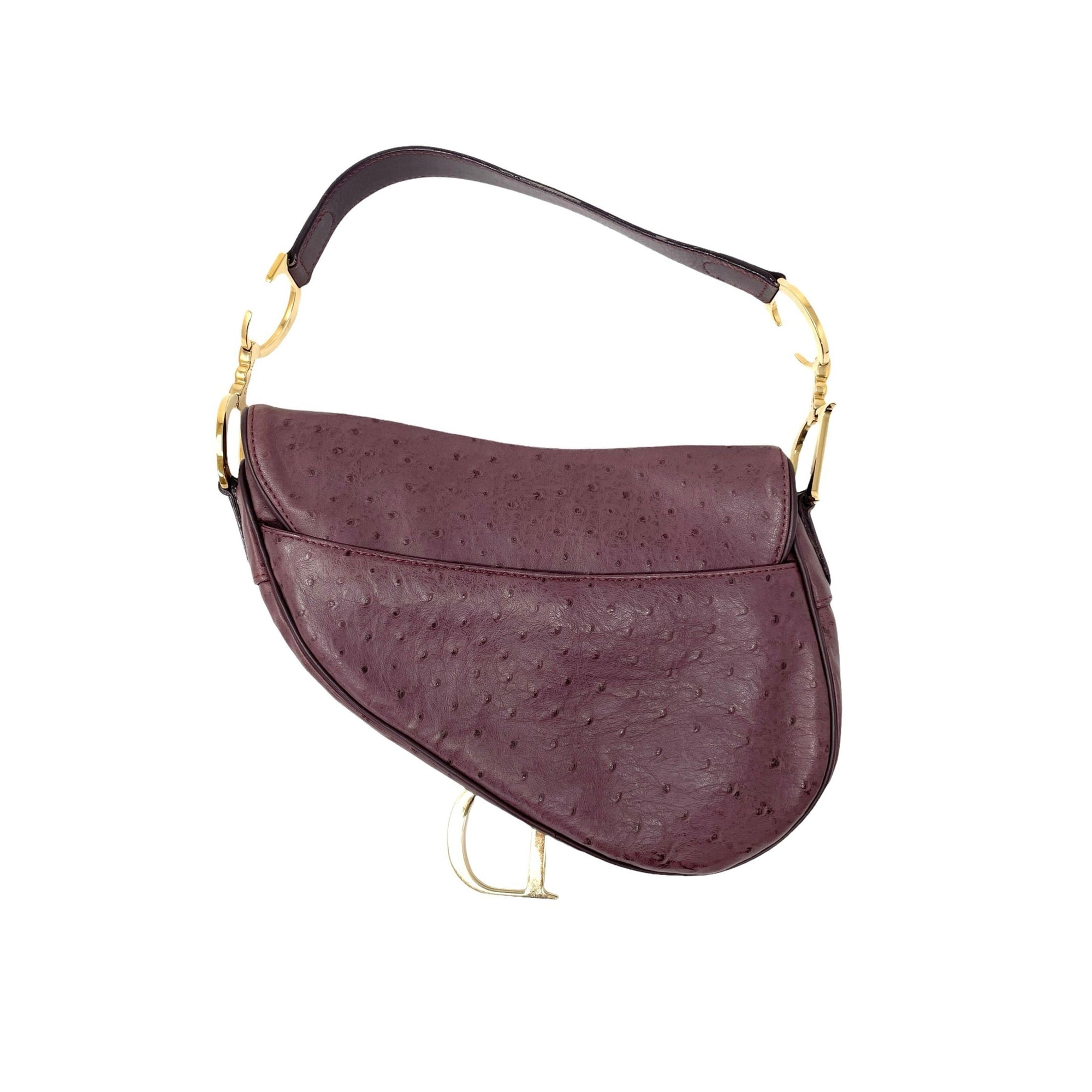 Dior Purple Ostrich Saddle Bag - Handbags