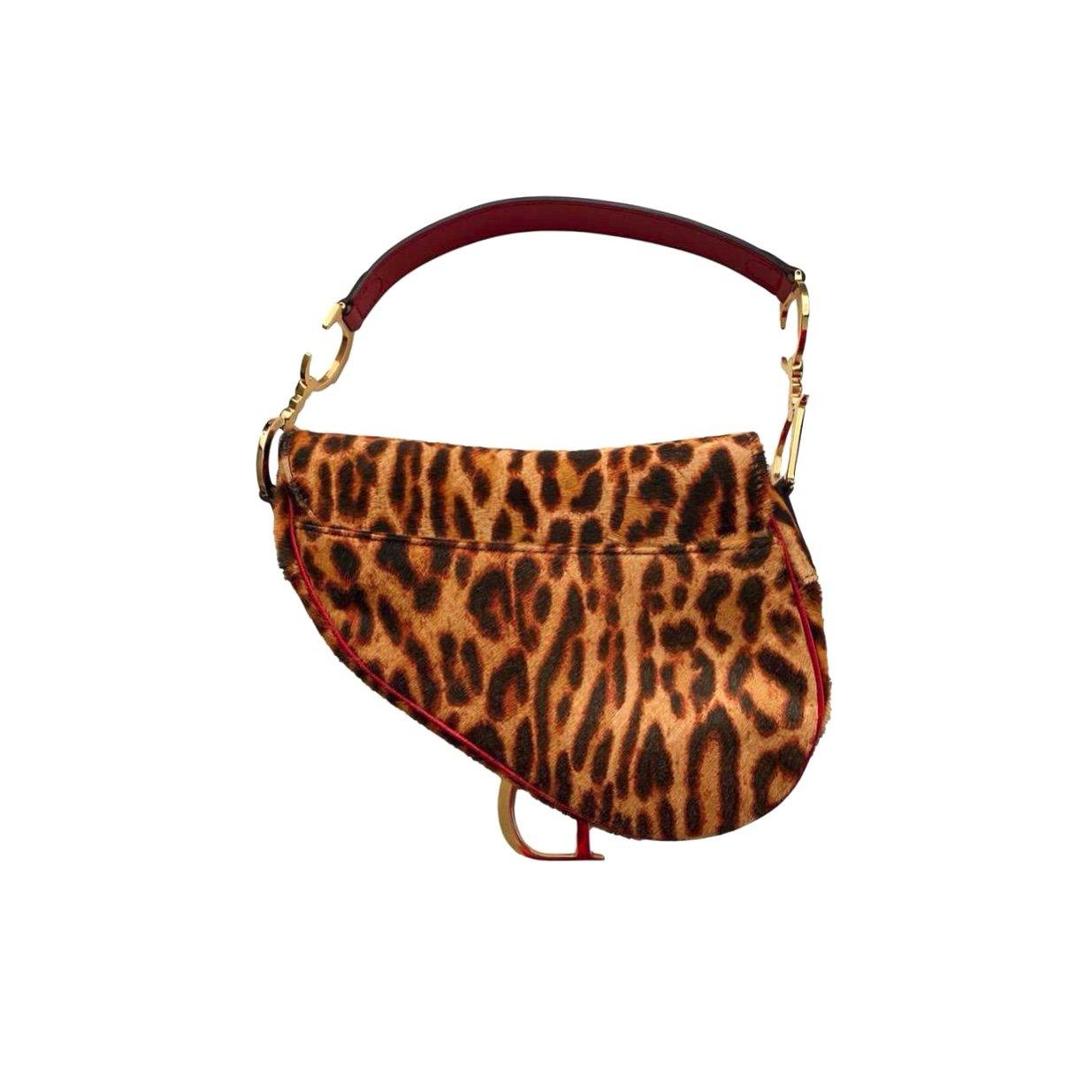 Dior Red Cheetah Saddle Bag - Handbags