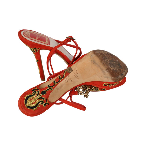 Dior Red Embellished Bead Heel - Shoes