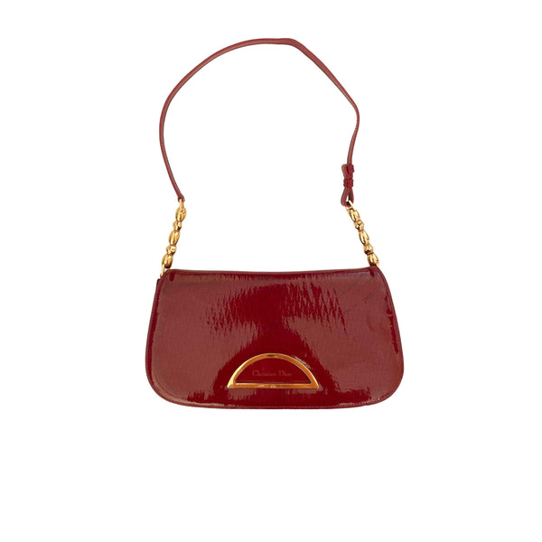 Dior Red Embossed Logo Shoulder Bag - Handbags
