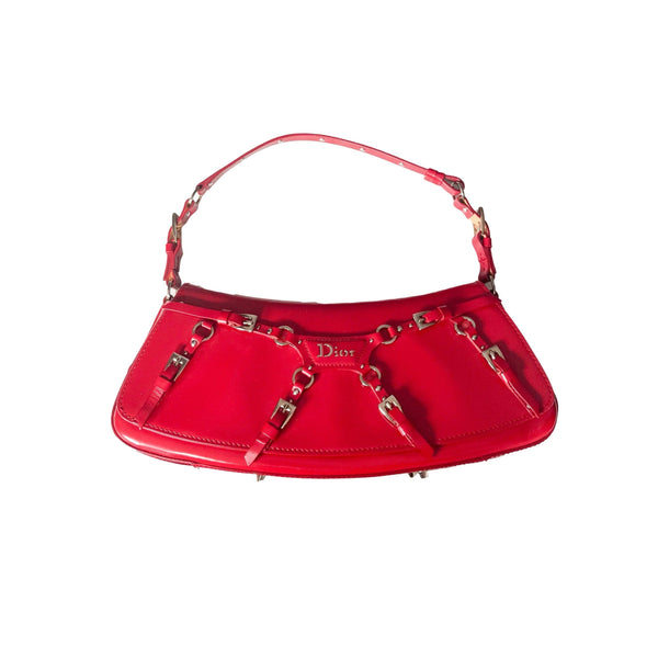 Dior Red Leather Bondage Bag - Handbags