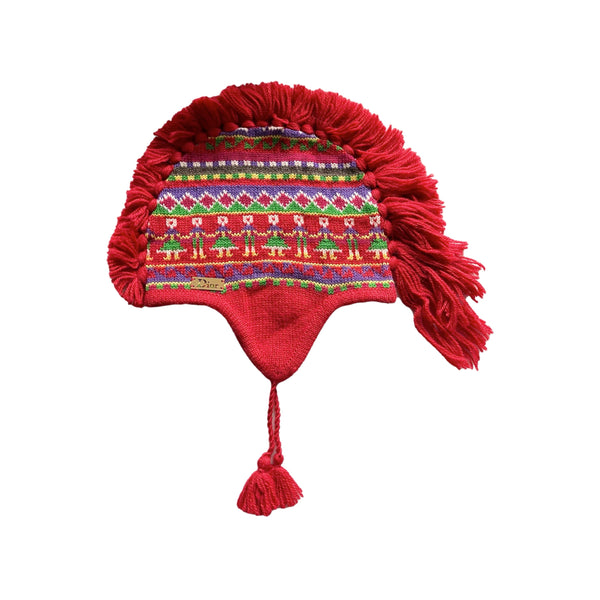 Dior Red Mohawk Logo Winter Hat