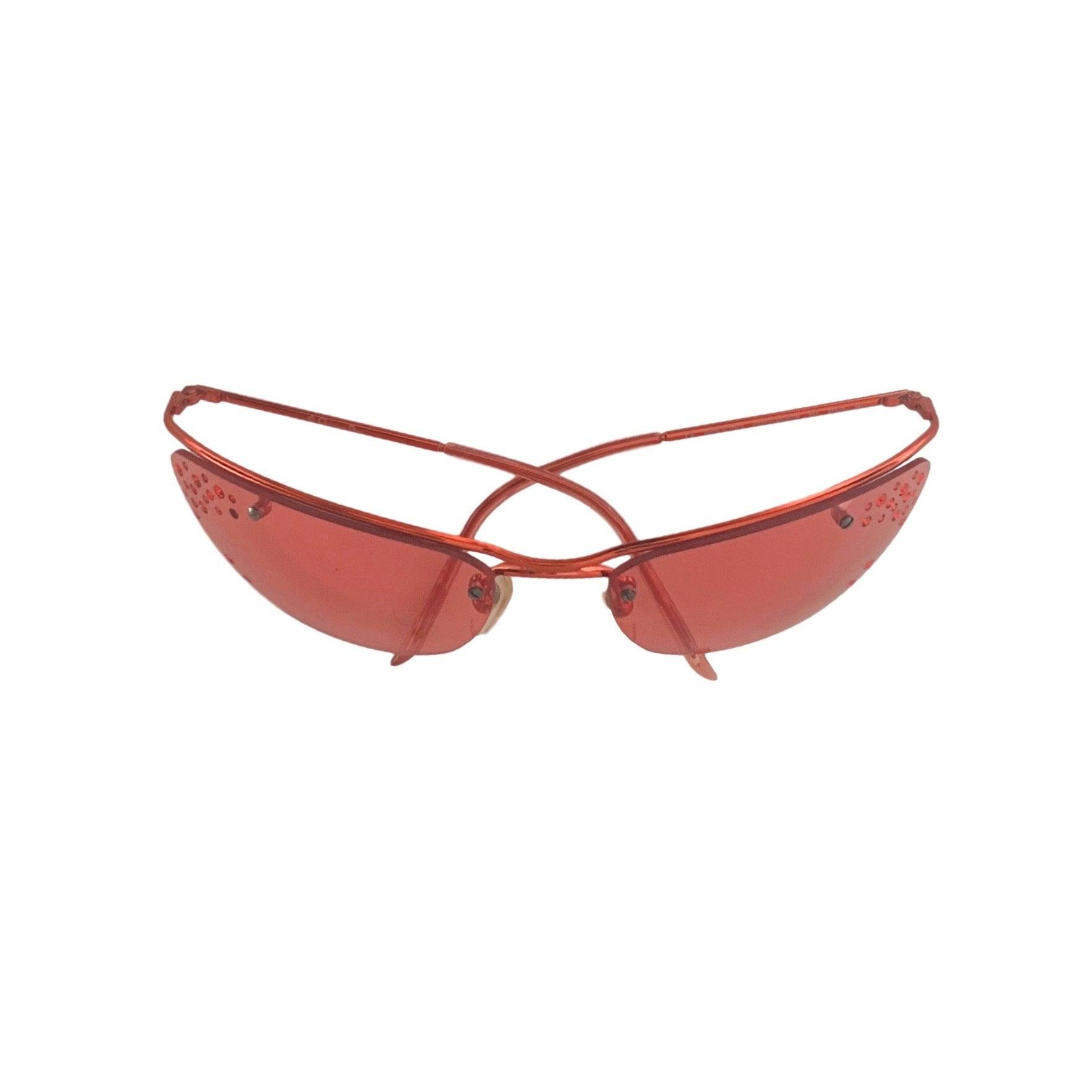 Dior Red Rhinestone Rimless Sunglasses - Sunglasses