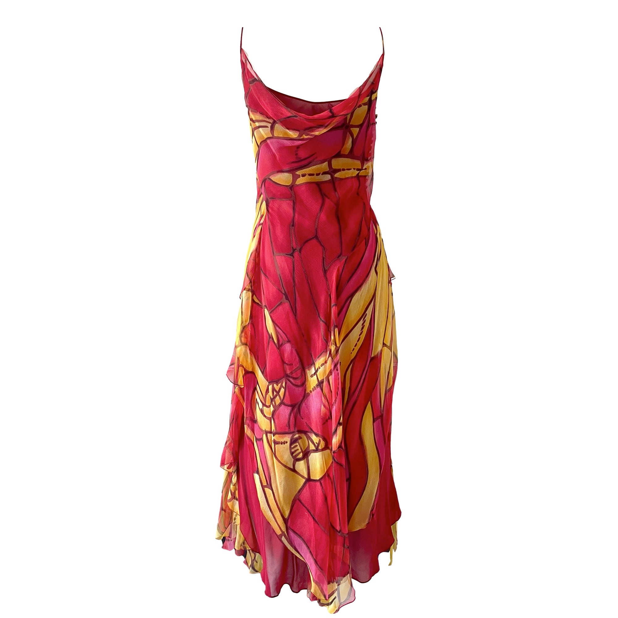 Dior Red Stained Glass Print Silk Dress - Apparel