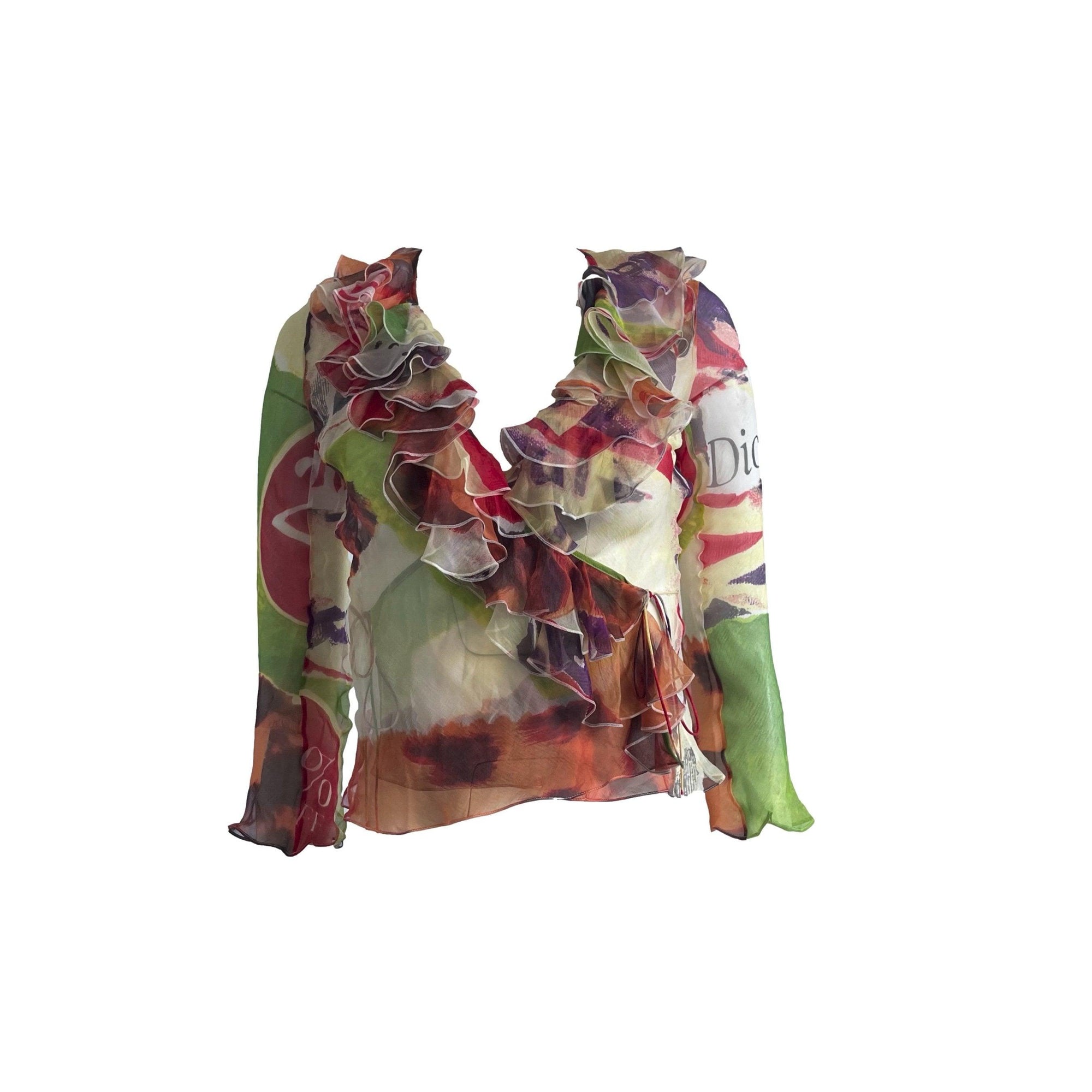 Dior Ruffled Print Silk Top - Apparel