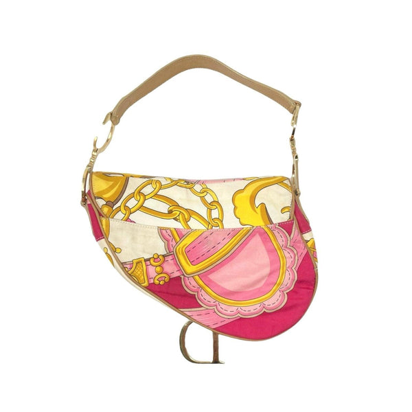 Dior Satin Print Saddle Bag - Handbags