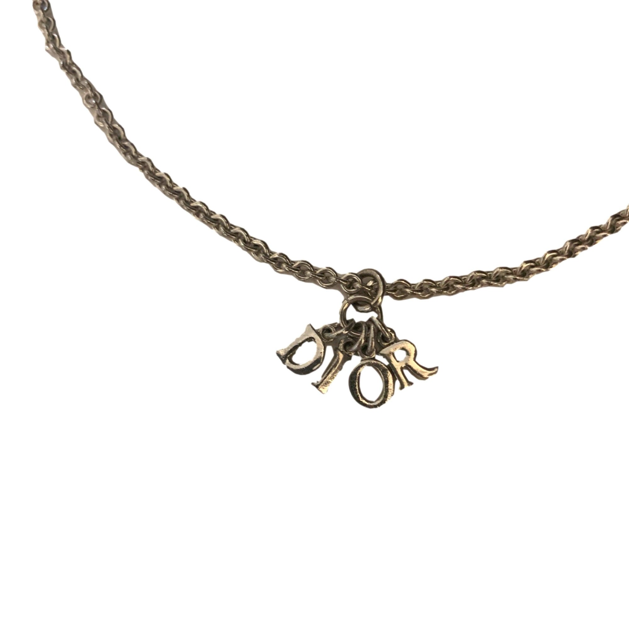 Dior Silver Charm Logo Chain Necklace - Jewelry