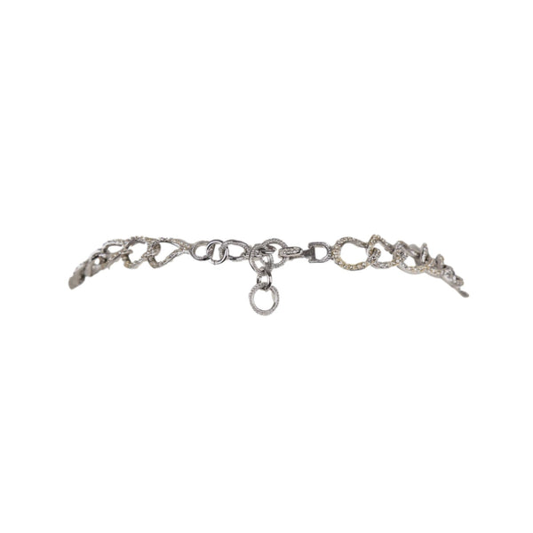 Dior Silver Rhinestone Logo Choker - Jewelry