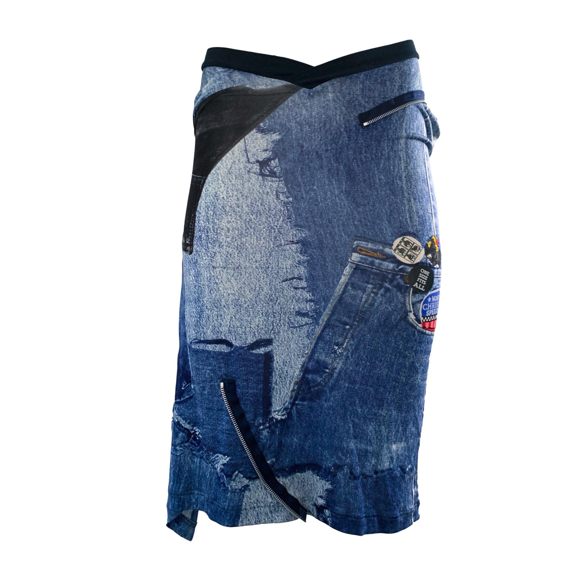Dior Speedway Layered Low Rise Silk Denim Print Skirt - 
