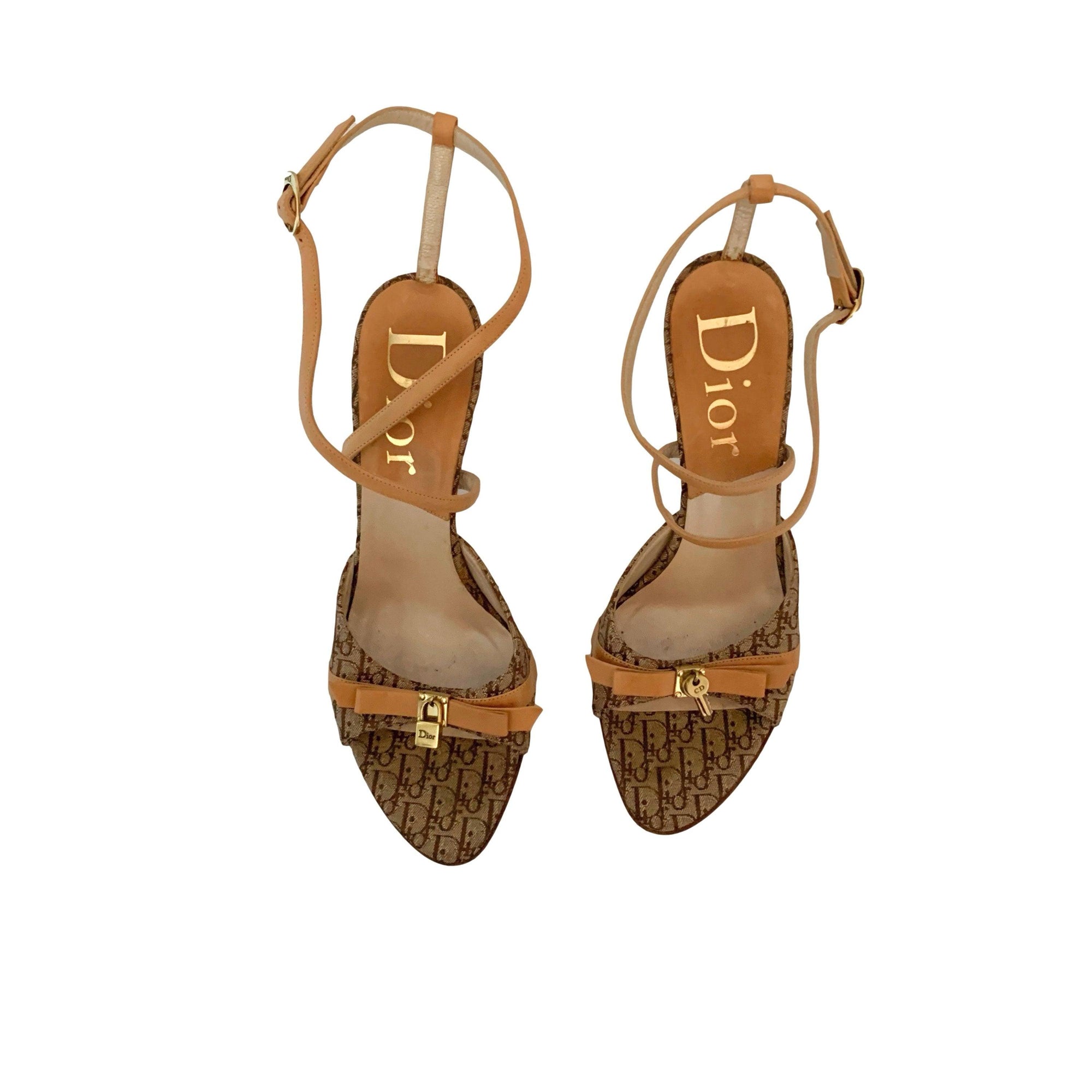 Dior Tan Lock and Key Heels - Shoes