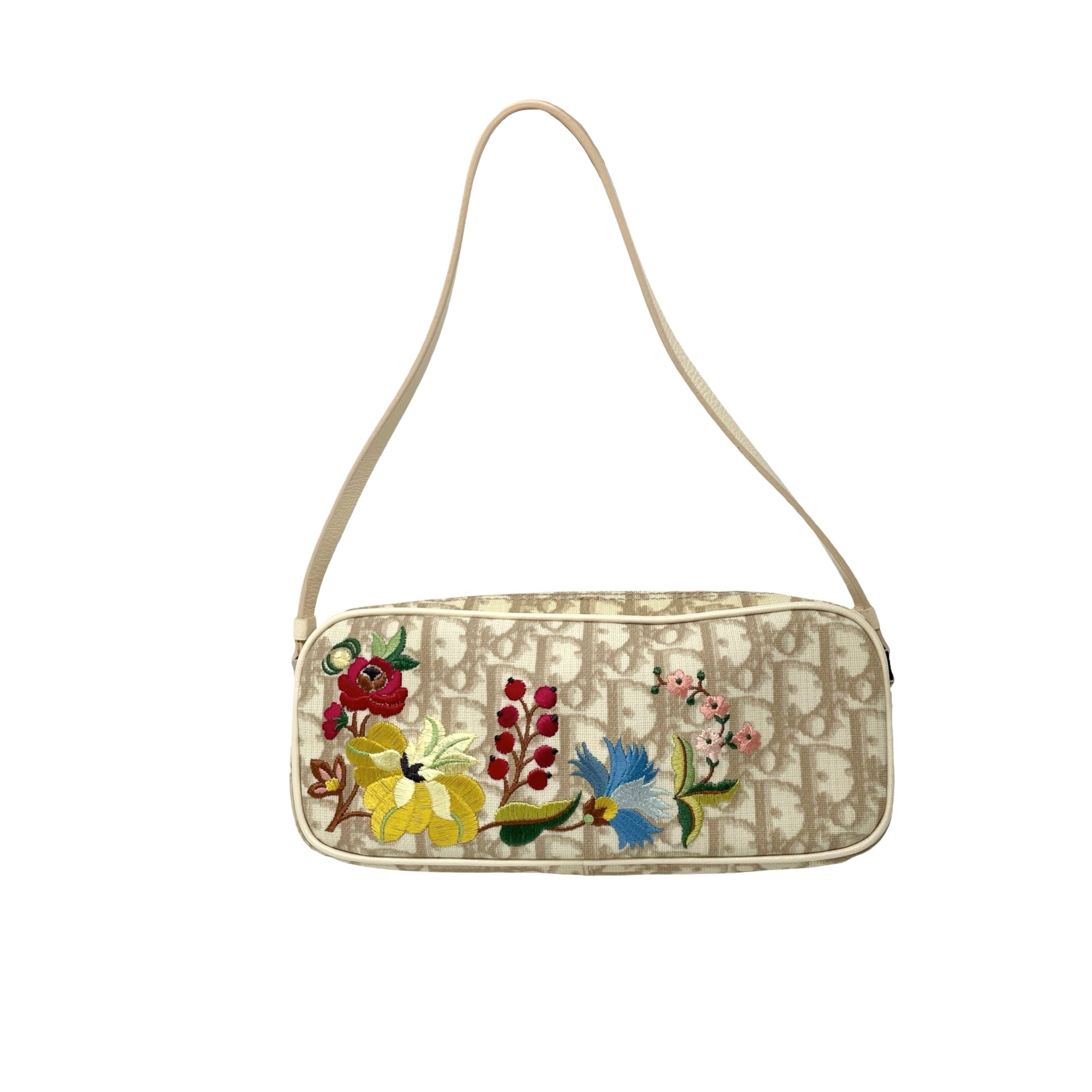 Dior Tan Logo Floral Mini Bag - Handbags