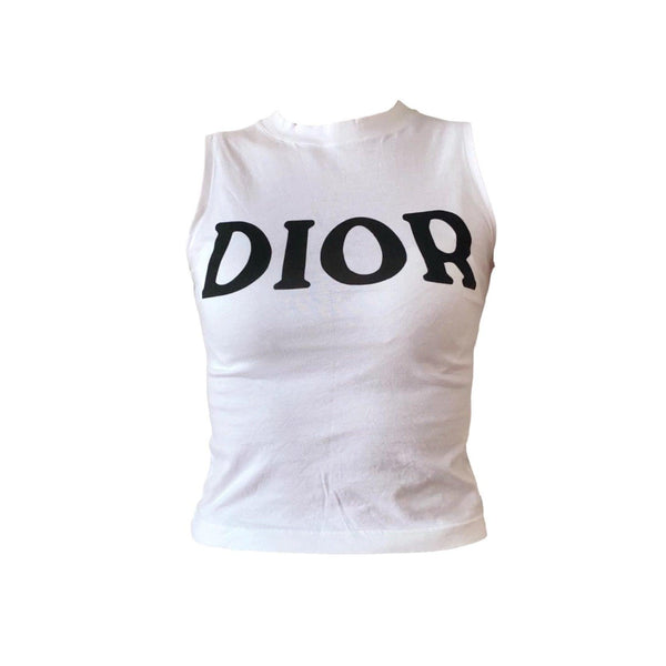 Dior White Logo Top - Apparel
