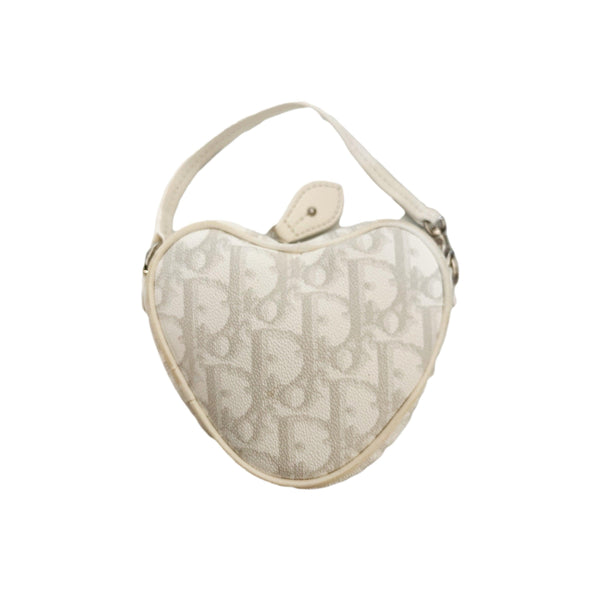 Dior White Monogram Heart Micro Bag - Handbags