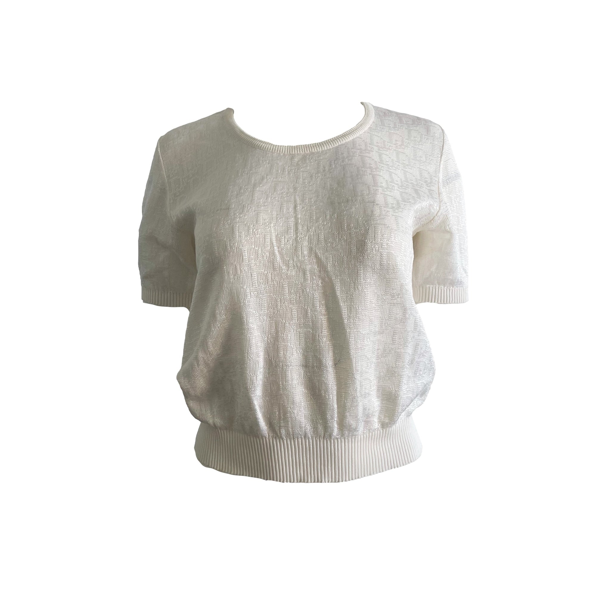 Dior White Monogram Knit Top - Apparel