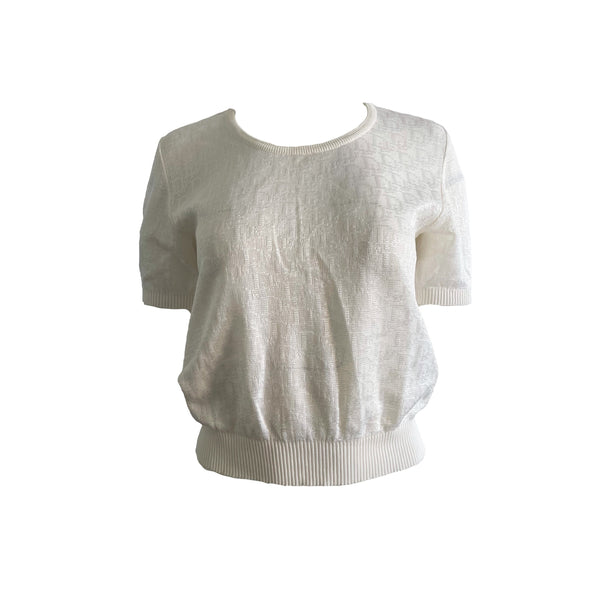 Dior White Monogram Knit Top - Apparel