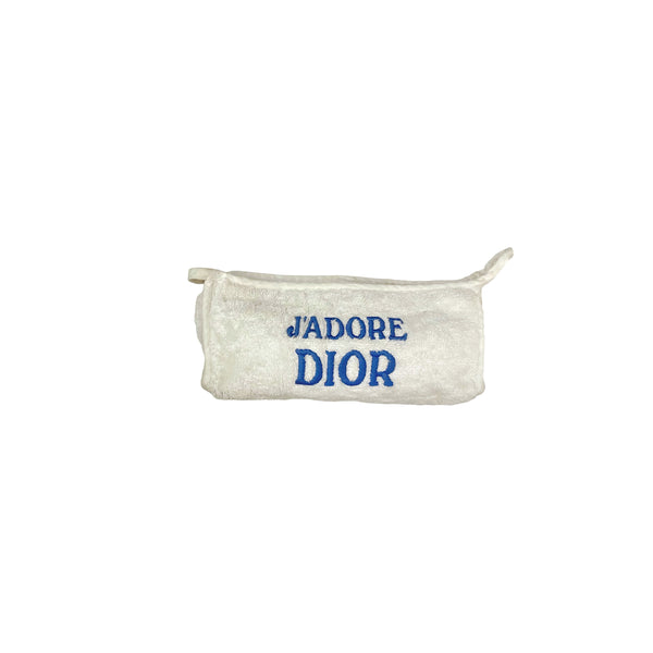 Dior White Terry Cloth Pouch - Handbags