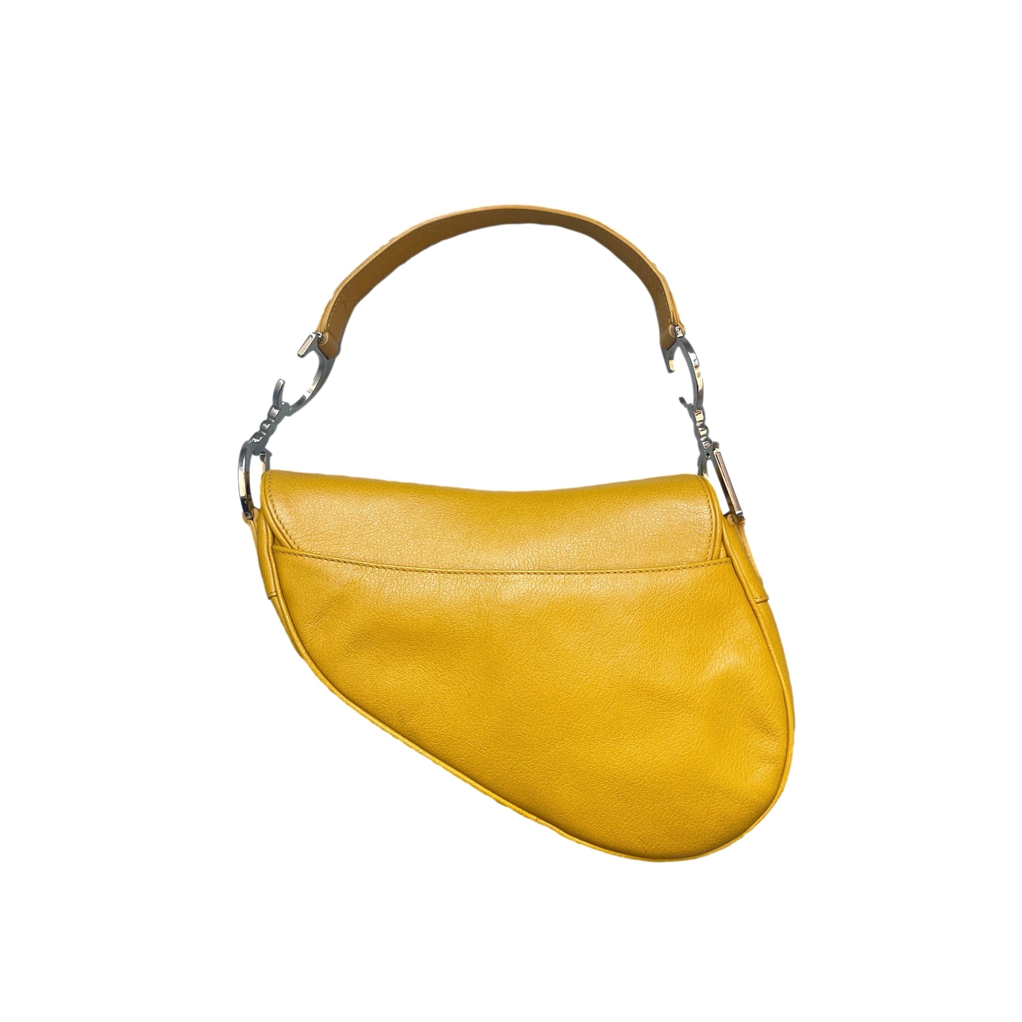 Dior Yellow Leather Saddle Bag - Handbags