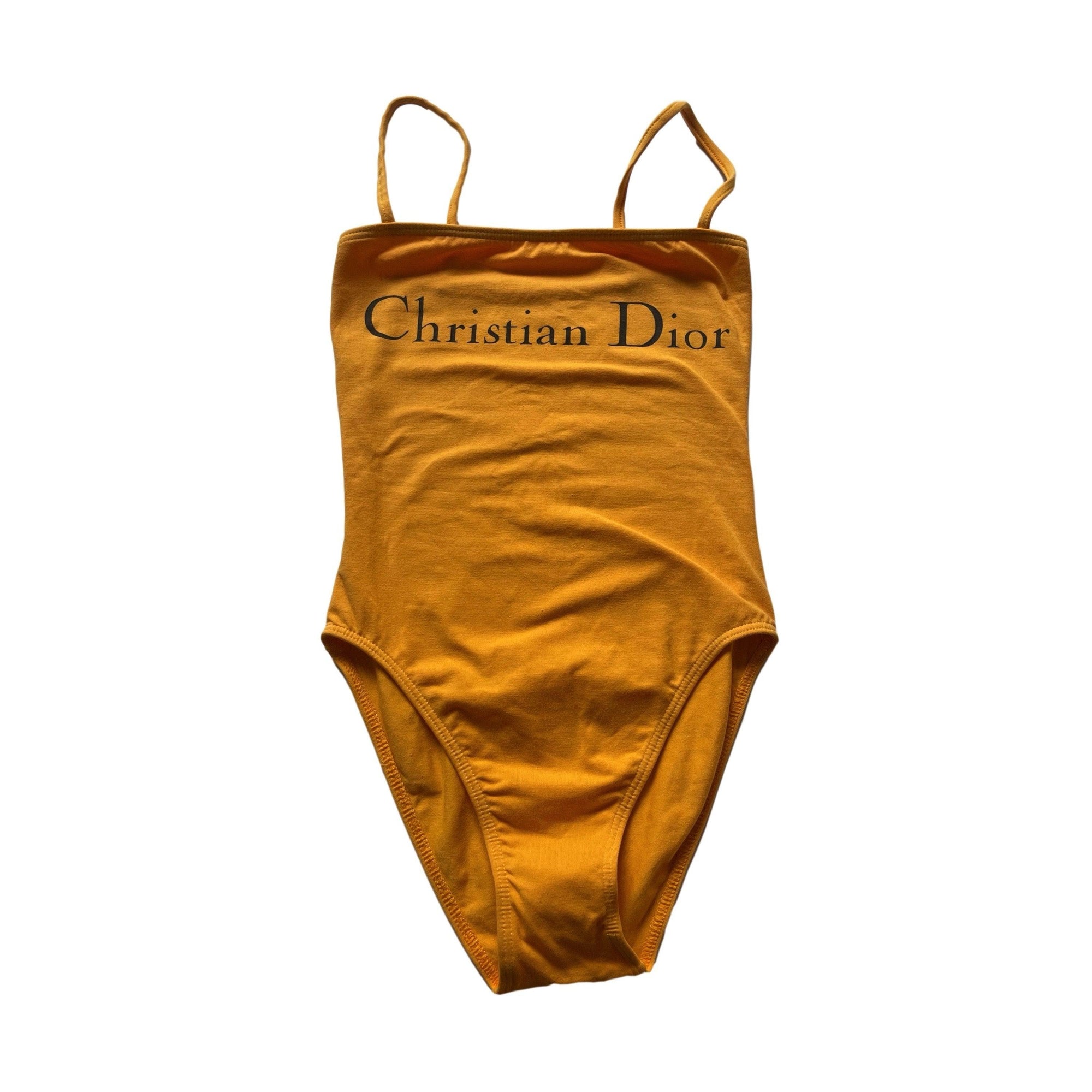 Dior Yellow Logo One Piece - Swimwear