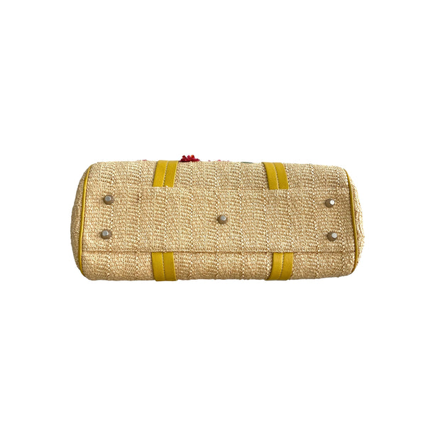 Dior Yellow Straw Logo Bag - Handbags
