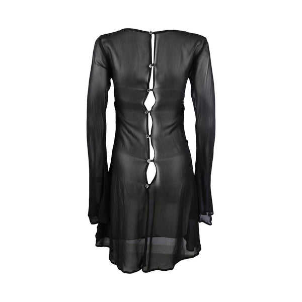 Dolce and Gabbana Black Sheer Button Dress - Apparel