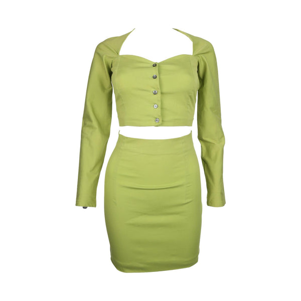 Dolce & Gabbana Green Cropped Skirt Set