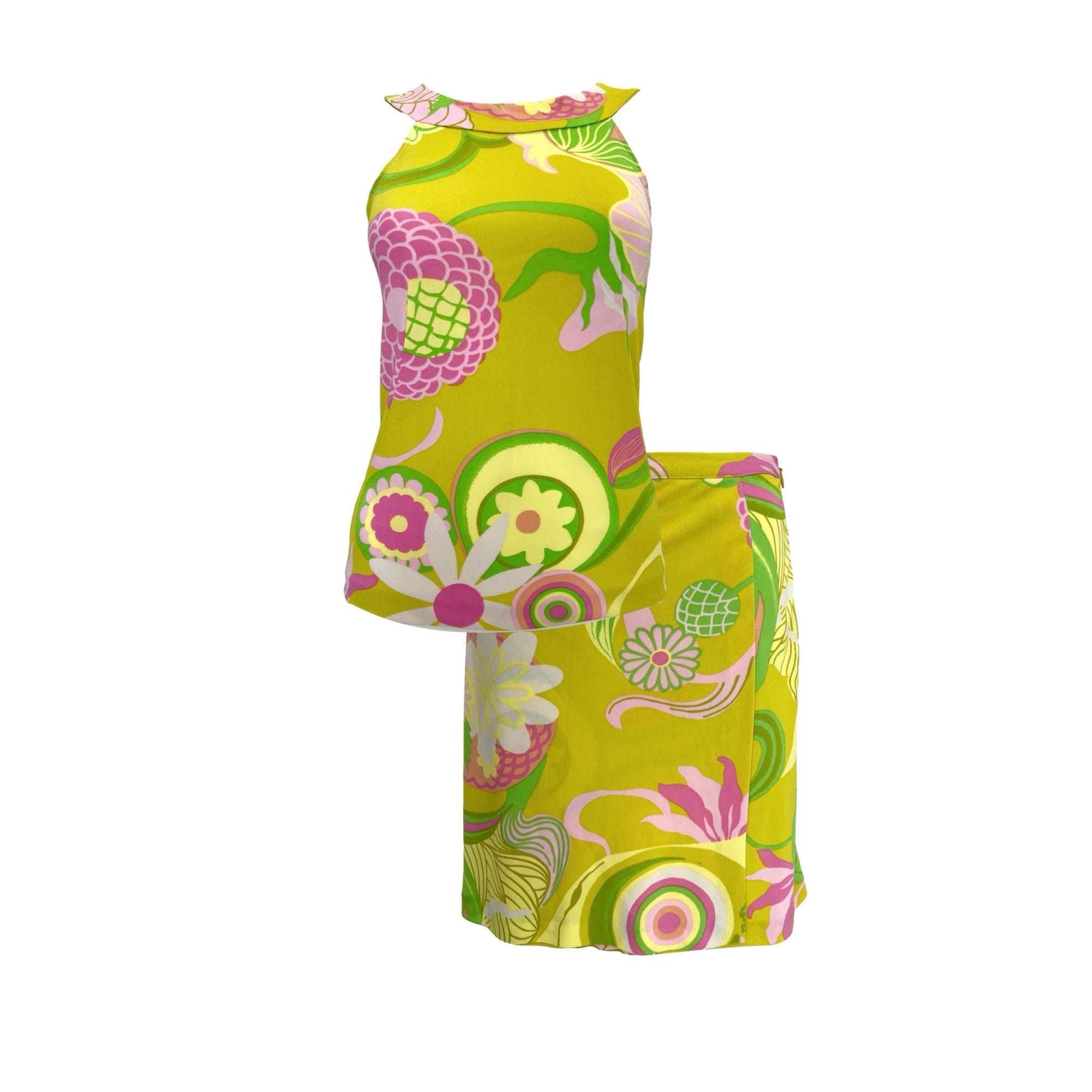 Dolce and Gabbana Lime Floral Skirt Set - Apparel