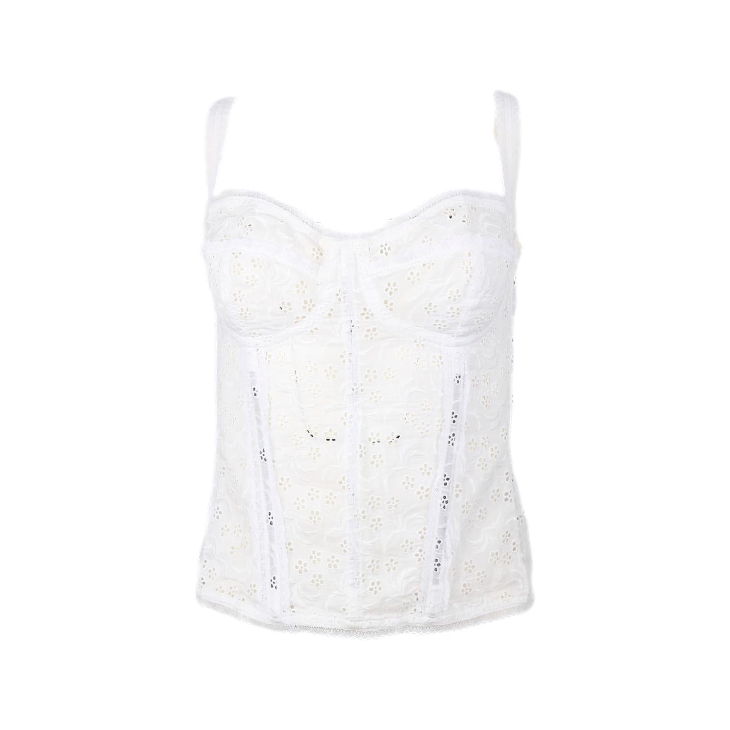 Dolce and Gabbana White Floral Corset - Apparel