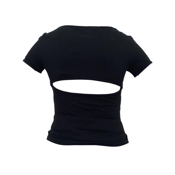 Dolce & Gabbana Black Cut Out Graphic T-Shirt - Apparel