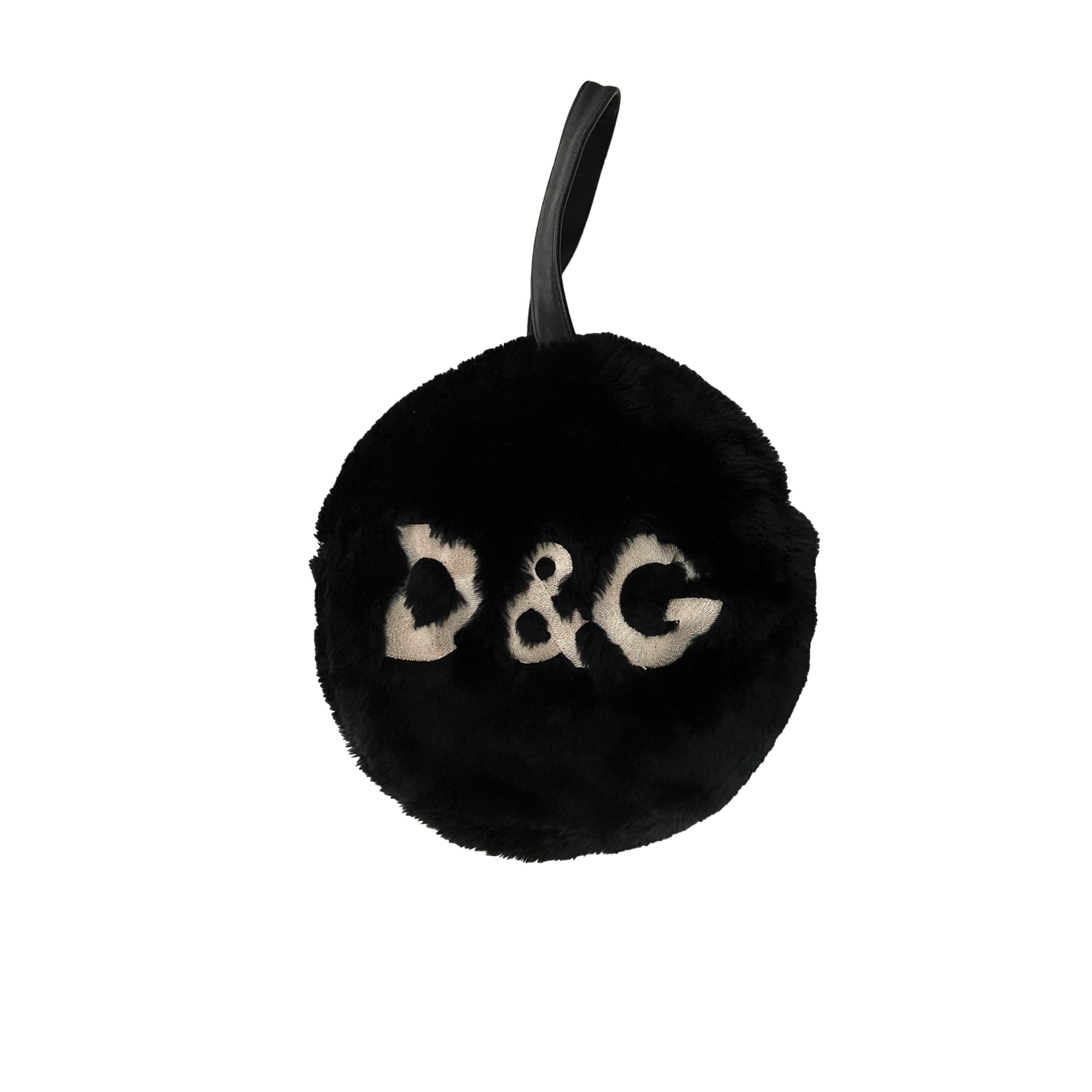 Dolce & Gabbana Black Faux Fur Round Bag - Handbags