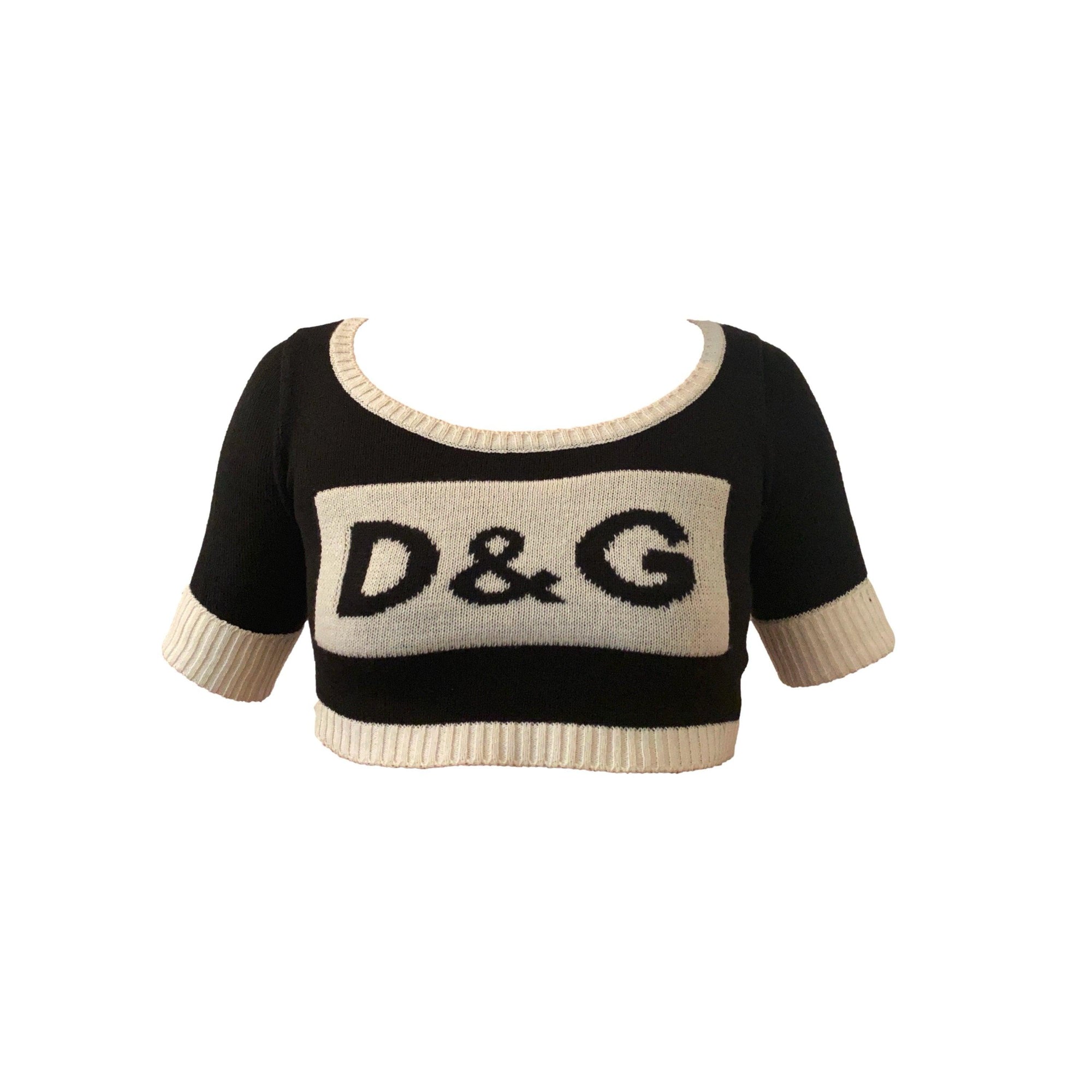 Dolce & Gabbana Black Knitted Crop Top - Apparel