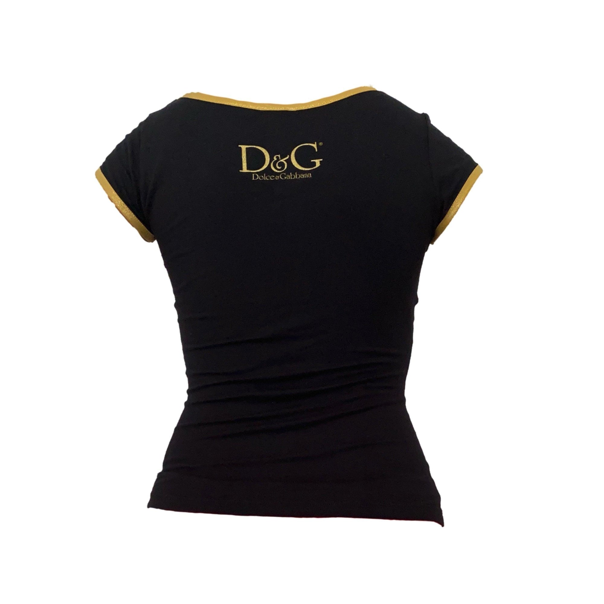 Dolce & Gabbana Black Sequin Graphic T-Shirt - Apparel