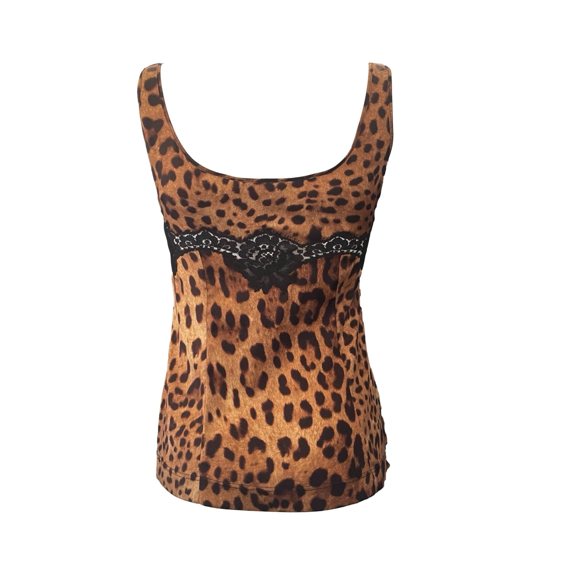 Dolce & Gabbana Cheetah Print Lace Tank - Apparel