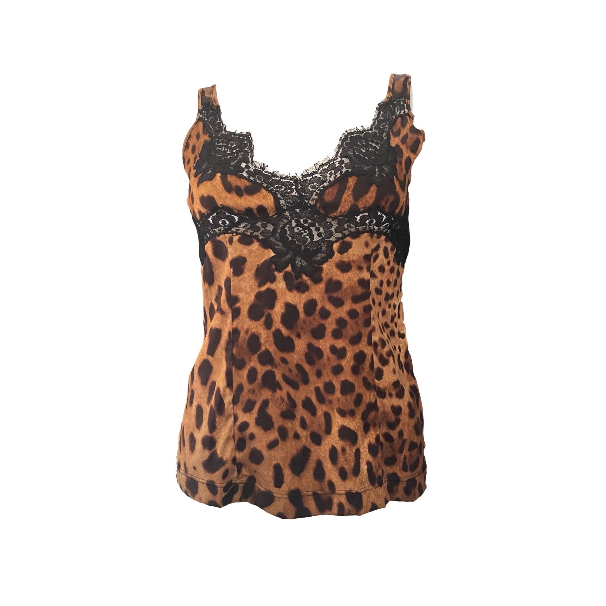 Dolce & Gabbana Cheetah Print Lace Tank - Apparel