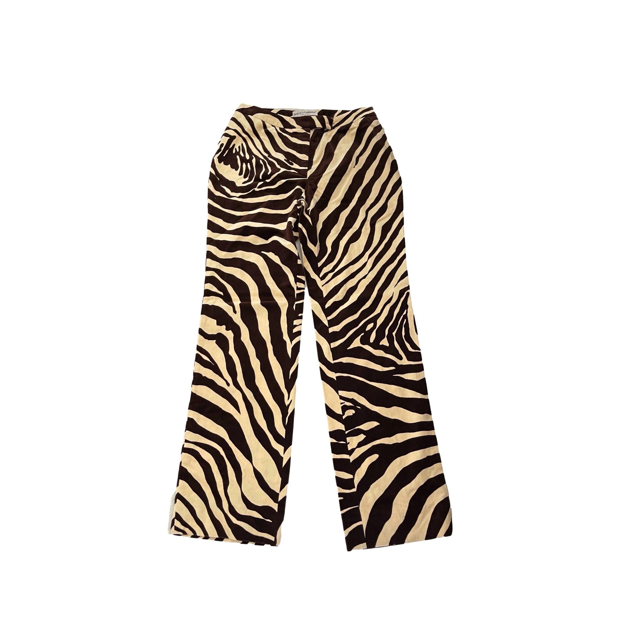 Dolce & Gabbana Cream Zebra Print Pants - Apparel