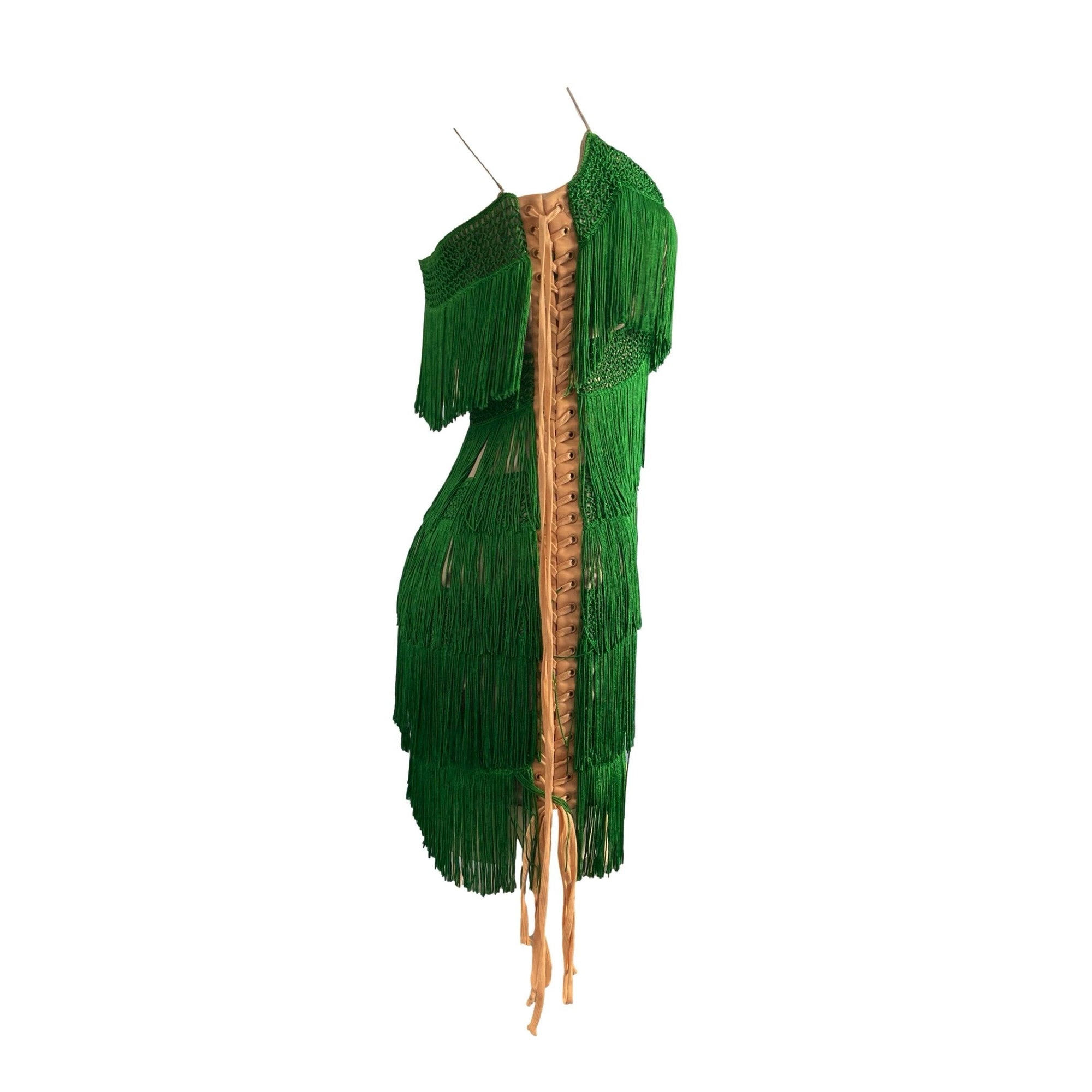 Treasures of NYC - Dolce & Gabbana Green Fringe Dress Treasures of NYC - Dolce & Gabbana Green Fringe Dress