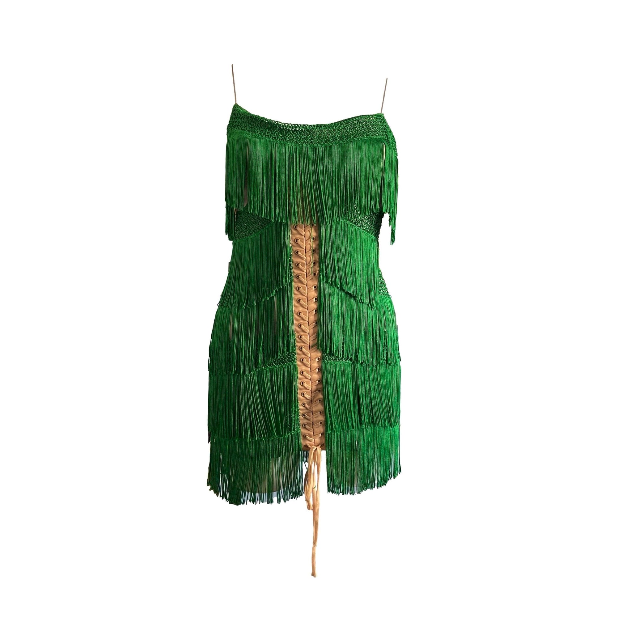 Treasures of NYC - Dolce & Gabbana Green Fringe Dress Treasures of NYC - Dolce & Gabbana Green Fringe Dress