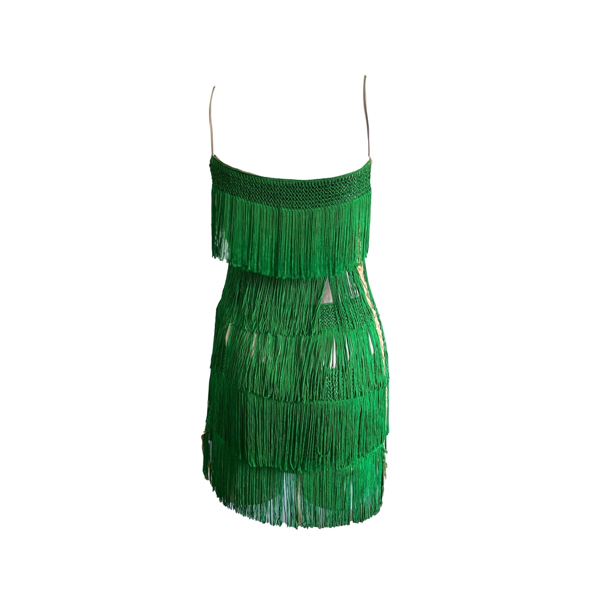 Treasures of NYC - Dolce & Gabbana Green Fringe Dress Treasures of NYC - Dolce & Gabbana Green Fringe Dress