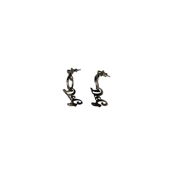 Dolce & Gabbana Gunmetal Logo Dangle Earrings - Jewelry