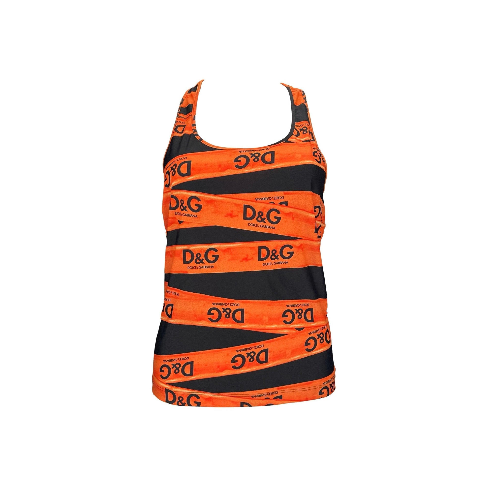 Dolce & Gabbana Orange Ribbon Logo Racerback Tank - Apparel