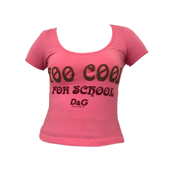 Dolce & Gabbana Pink Cut Out Graphic T-Shirt - Apparel