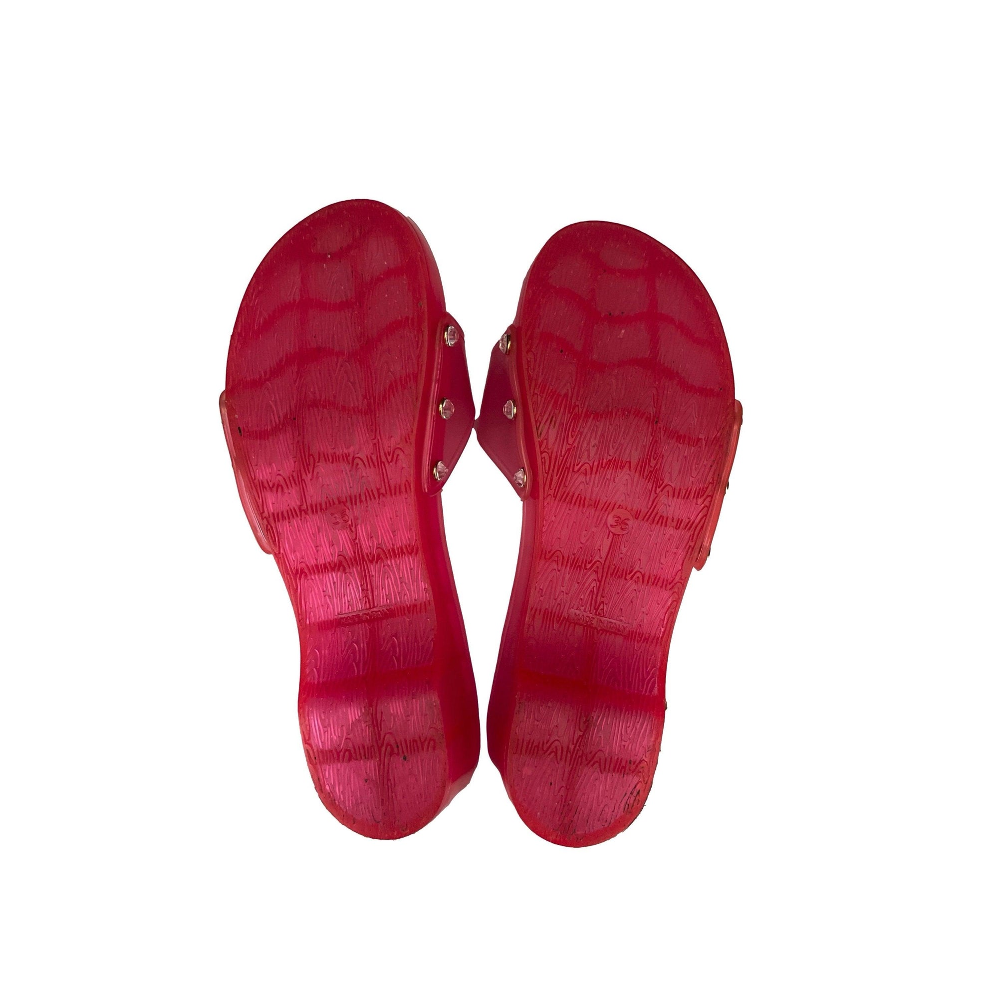 Dolce & Gabbana Pink Jelly Rhinestone Chunky Slides - Shoes