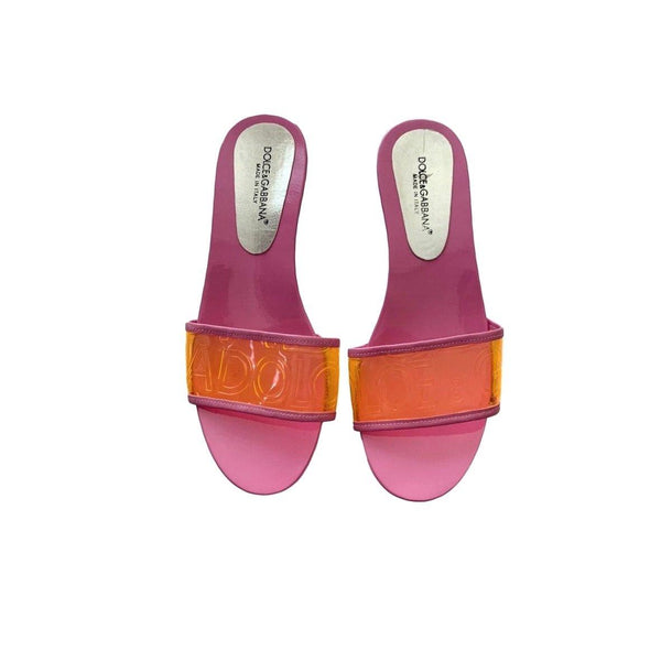 Dolce & Gabbana Pink Logo Slides - Shoes