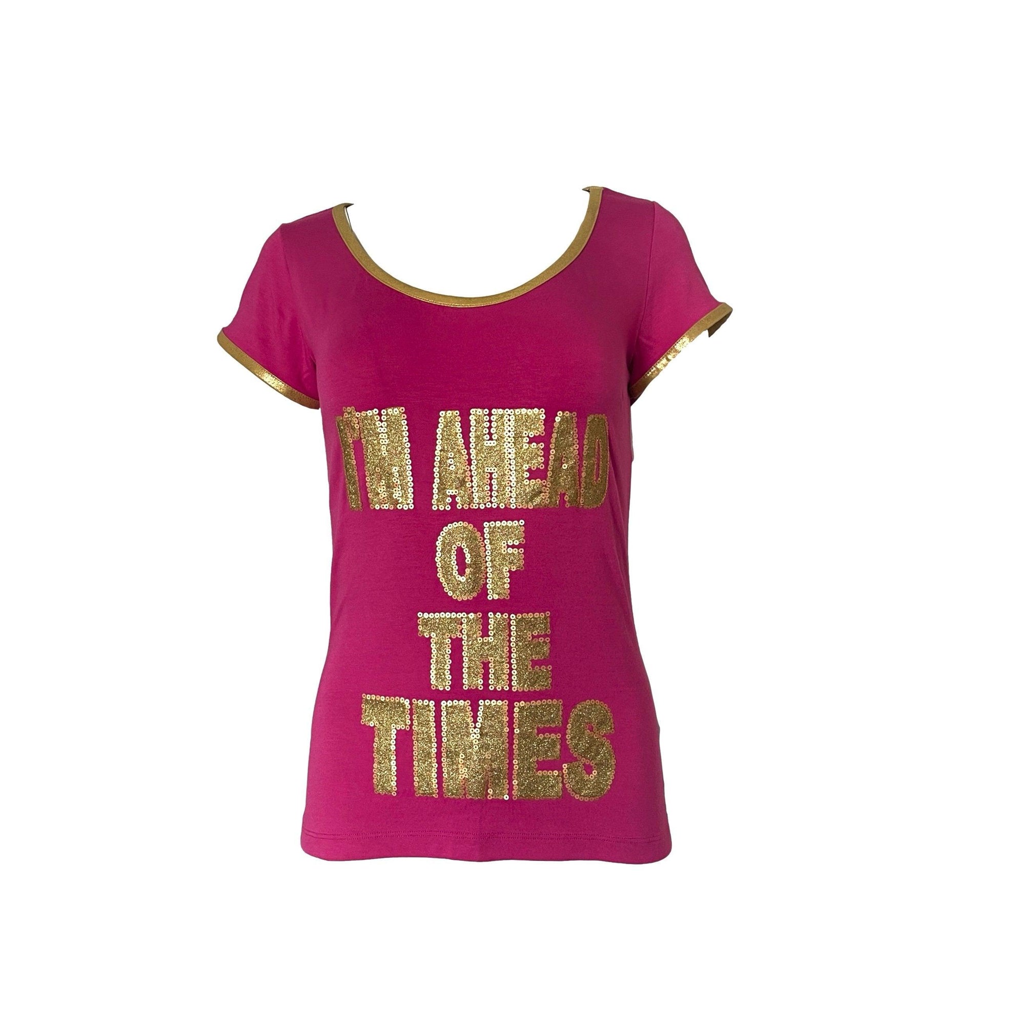 Dolce & Gabbana Pink Sequin Graphic T-Shirt - Apparel