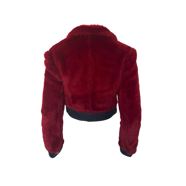 Dolce & Gabbana Red Faux Fur Bomber - Apparel