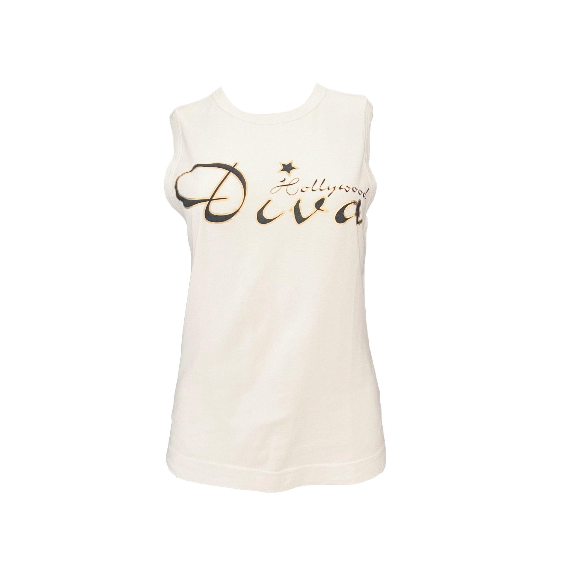 Dolce & Gabbana White ’DIVA’ Graphic Tank - Apparel