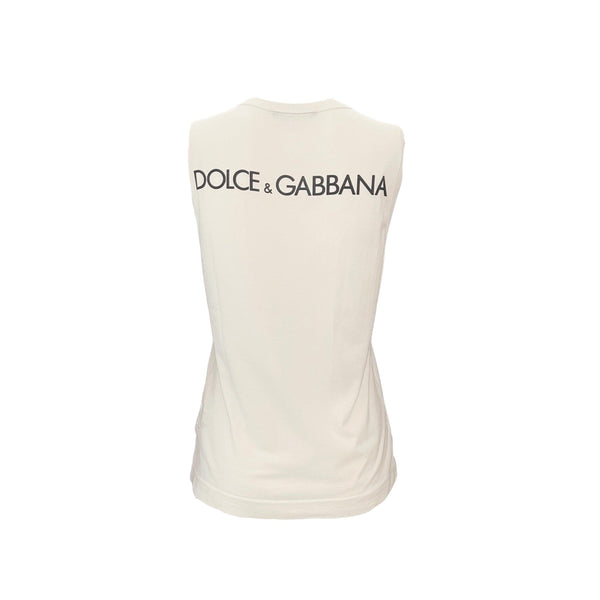 Dolce & Gabbana White ’DIVA’ Graphic Tank - Apparel