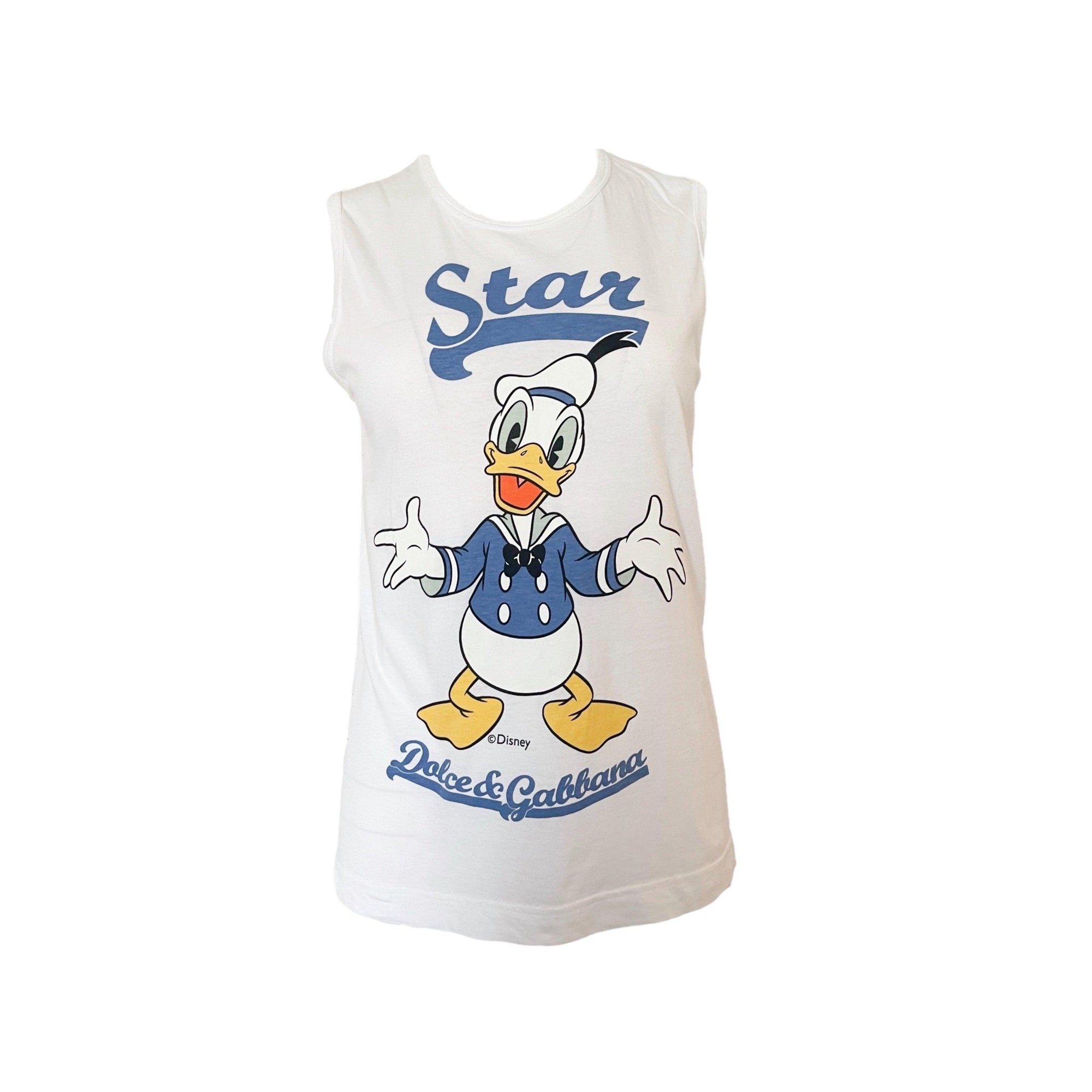 Dolce & Gabbana White Donald Duck Graphic Tank - Apparel