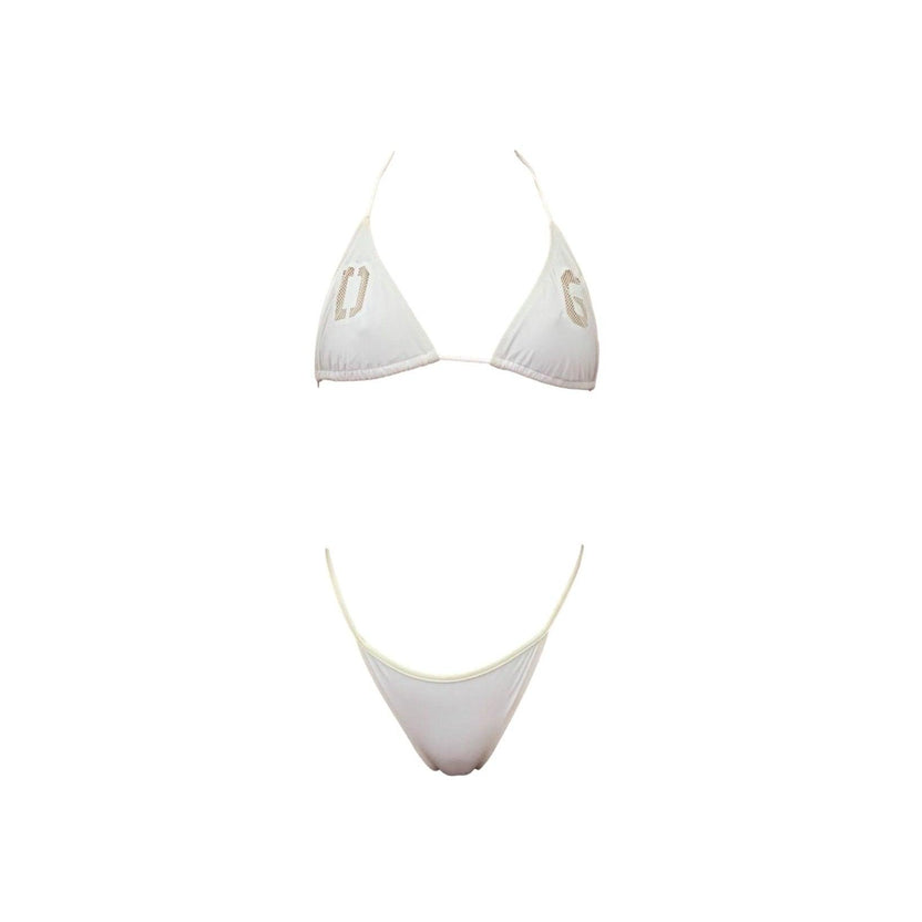 Dolce & Gabbana White Halter Top High Waist Bikini Bottom Swimwear